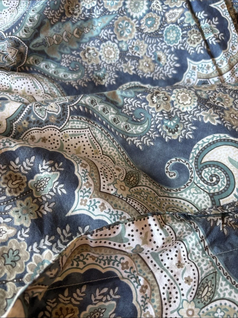 Pottery Barn Blue, Teal, Cream Paisley Decorative Pillow Shams set 3 Read